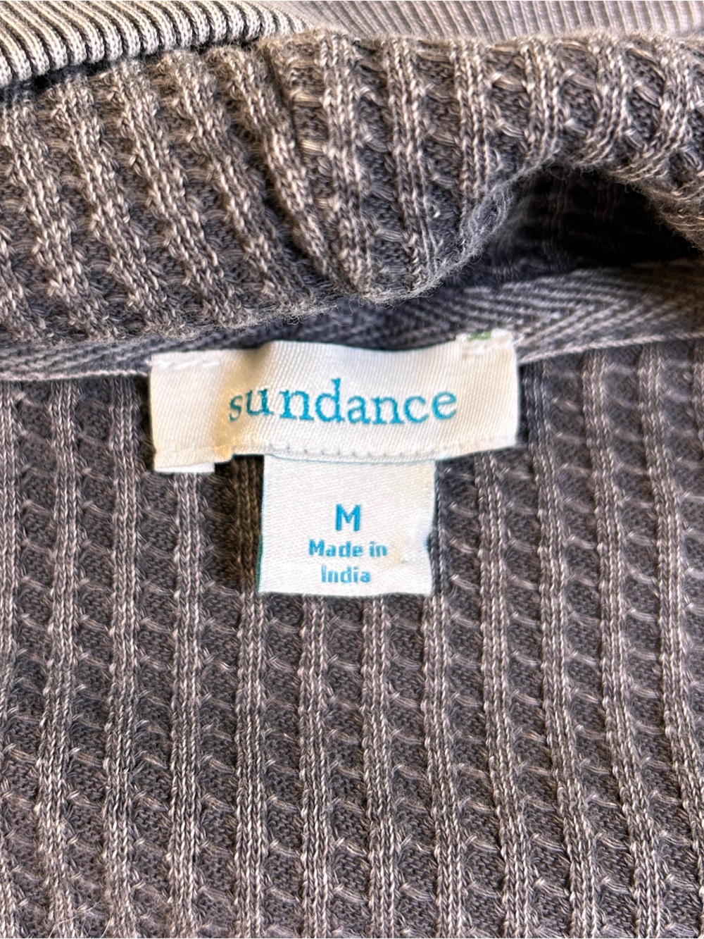 SUNDANCE Jolene Floral Embroidered Waffle Knit Zip Hoodie Gray Med Boho Cottage - Picture 2 of 10